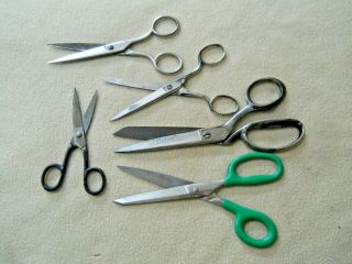 5 Vintage Sewing / Craft Scissors.  Wiss / Keencut / Wadsworth