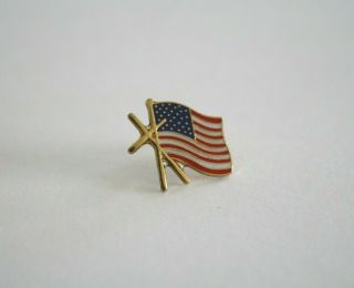 Vintage Doherty American Flag Cross Us Pin July 4 Patriotic Religious Gold Tone