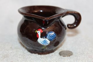 Vintage Creamer Rooster Chicken Brown Mini Pitcher Syrup Hand Painted