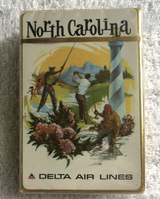 Vintage 1960s Delta Air Lines Playing Cards Pack North Carolina