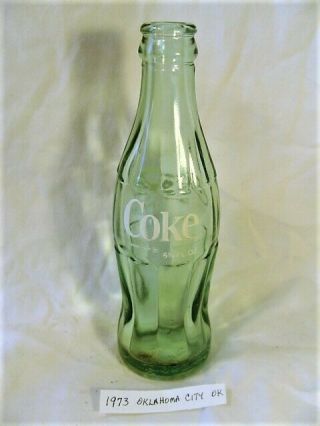 1973 Vintage 6.  5 oz Oklahoma City OK Coca - Cola Coke Glass Bottle Return Deposit 2