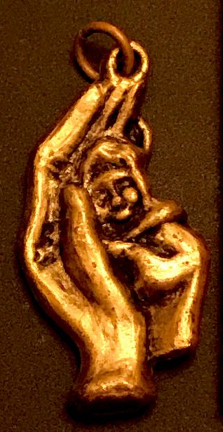 Vintage Catholic Child Of God Baby In Gods Hand Religious Medal