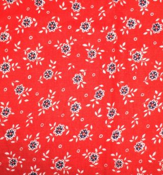Vintage Flannel Red Floral Cotton Fabric 1 Yd X 44w Dolls & Quilting