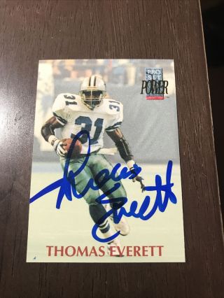 Thomas Everett Autographed/signed 1992 Pro Set Card Dallas Cowboys