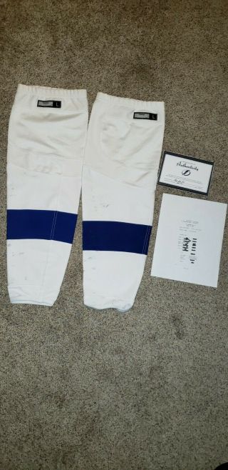 Tampa Bay Lightning Nhl Game Players Socks With Letter Of Authenticity L