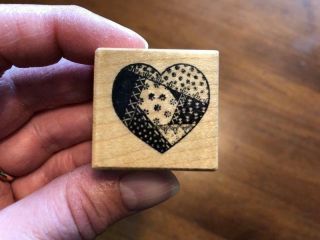 Vintage Rubber Stamp 1987 Psx Patchwork Stitched Heart Country Quilt Love