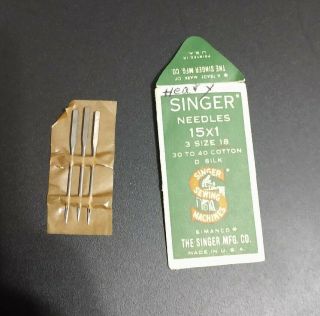 Vintage Singer Sewing Machine Needles 15X1 Size 18 3