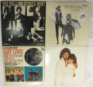 Set Of 4 Different Vintage Rock 33 Rpm Records With Various Artists