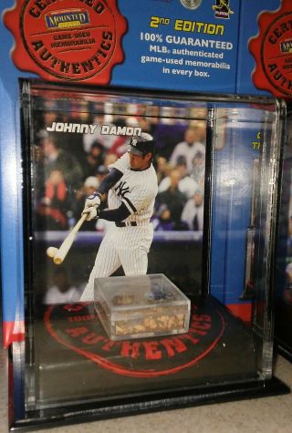 Johnny Damon York Yankees 2007 Mounted Memories Game Dirt Display Case