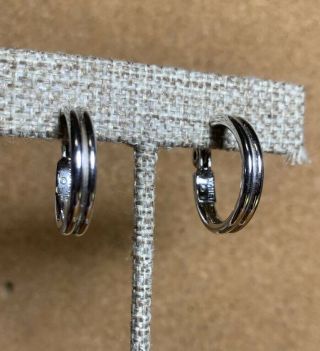 Vintage Monet Classic Silver Tone Hoops Clip Earrings