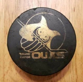 1978 - 79 Grand Rapids Owls Ihl Vintage Game Puck Old 2 Have A Pepsi Day