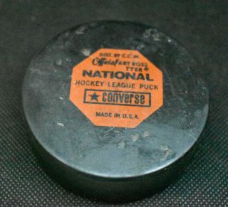 L81 - Vintage Nhl Art Ross Converse Screened Reverse Logo Game Puck 1969 - 77