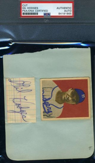 Gil Hodges Psa Dna Autograph Hand Signed Album Page With 1949 Bowman Rookie
