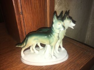 Vintage German Shepherd Dogs Porcelain Figurine.  709 Germany