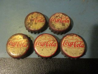 Five Antique/vintage Coca Cola Bottle Caps - Cork Lining