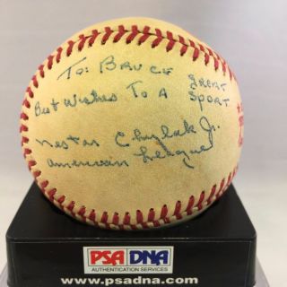 Rare Nestor Chylak Single Signed Autographed Baseball Psa Dna Hof Auto