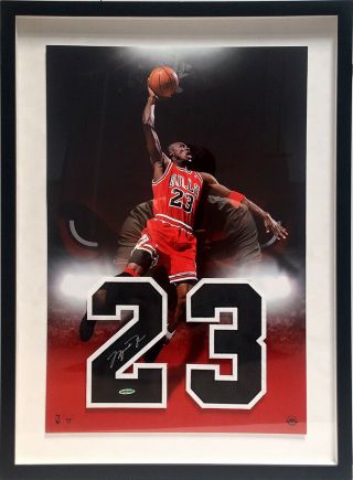 Michael Jordan Signed Framed Jersey Numbers Chicago Bulls Uda Last Dance