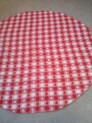 Vintage Red And White Check Tablecloth With Hearts 63 " Round