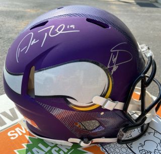Adam Thielen Stefon Diggs Signed Full Size Authentic Hydro Dipped Vikings Helmet