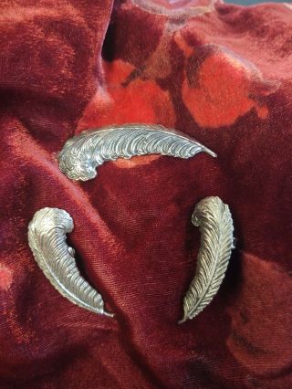 Vintage - Sarah Coventry Feather Froth Brooch And Earring Set - 1970 