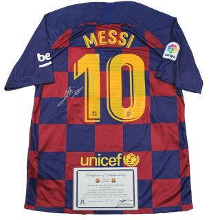 Lionel Messi Signed Barcelona Nike® Jersey W/coa Autographed " Leo " Inscribed