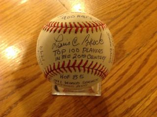 Rare Lou Brock Hall Of Fame Single Signed Statistics Baseball Psa Authentic