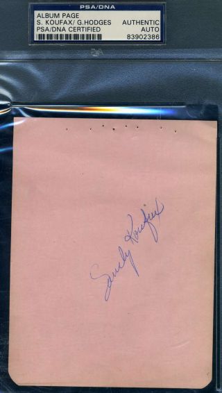 Sandy Koufax Gil Hodges Psa Dna Autograph Hand Signed 1950`s Album Page