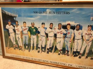 500 Home Run Club Signed Lithograph Poster Mantle Williams Mays Robinson Aaron