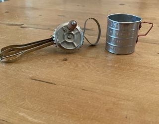 Vintage Children’s Toy Measuring Cup And Hand Mixer