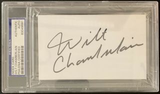Wilt Chamberlain Signed Slabbed Index Card Auto Perfect Bold Signature Psa/dna