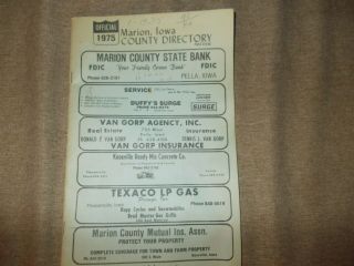 Marion County Iowa Vintage 1975 Farm Plat Book & Directory,  Marion County,  Iowa.