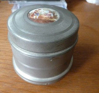 Vintage Victorian Aluminum Powder Puff/ Music/ Trinket Box