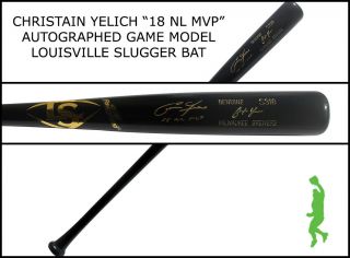 Christian Yelich 18 Nl Mvp Autographed Game Model Baseball Bat Fanatics Mlb