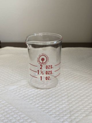 Vintage Corning Glass Center Measuring Cup 2 Oz :: Advertising Beaker Vtg Pyrex