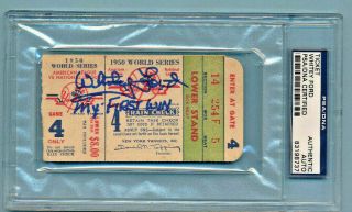 Signed Whitey Ford 1950 World Series Game 4 Ticket With " My First Win " Psa/dna
