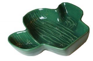 Vintage Treasure Craft Large Green Stoneware Cactus Chip And Dip Bowl (only Bowl