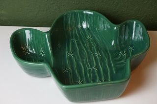 Vintage TREASURE CRAFT Large Green Stoneware Cactus Chip and Dip Bowl (Only Bowl 2