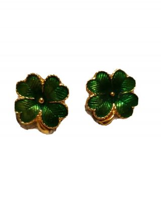 Vintage 90s Avon Irish St.  Patty 4 Leaf Clover Shamrock Pierced Post Earrings