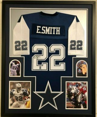 Framed Dallas Cowboys Emmitt Smith Autographed Signed Jersey Gtsm Holo