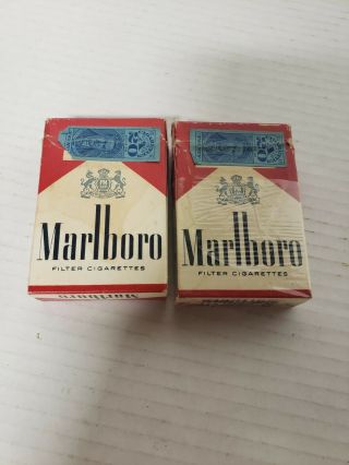2 Vintage Marlboro Red Box Cigarette Hard Pack Empty Display Only Movie Prop Vtg