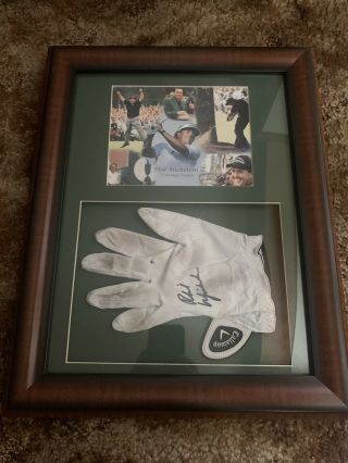 Phil Mickelson Game Worn Autographed Golf Glove Framed/matted W/coa Masters