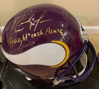 Randy Moss Signed Vikings Helmet F/s Rep With Straight Cash Homie Inscription