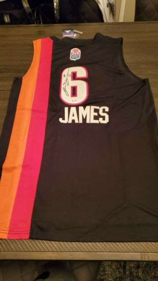 Lebron James Signed Autographed Miami Heat Jersey Retro La Lakers
