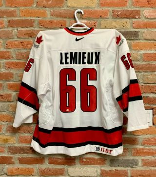 Mario Lemieux Autographed Team Canada Nike Jersey Reich Pm Authenticated