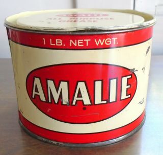 Vintage Empty Amalie 1 Pound All Purpose Grease Metal Can