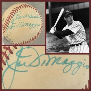 Joe Dimaggio Autographed Signed Baseball York Yankees Hof World Series