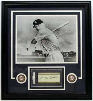 Mickey Mantle Signed Autographed Cut Framed York Yankees Psa/dna Slabbed 98