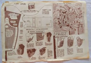 Vintage 1950s Hand - Bag Patterns No.  2815; Floral Or Horsehead Purse Leathercraft