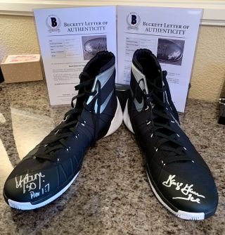 David Robinson And George Gervin Autographed Sneakers Beckett San Antonio Spurs