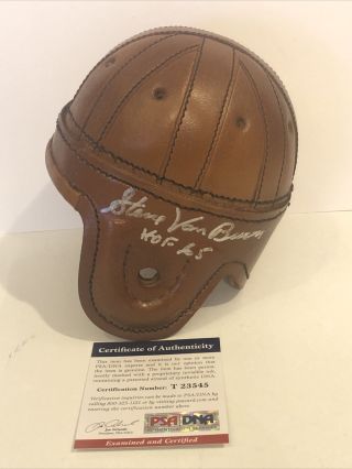 Steve Van Buren Signed " Hof 65 " Philadelphia Eagles Leather Mini Helmet Psa/dna